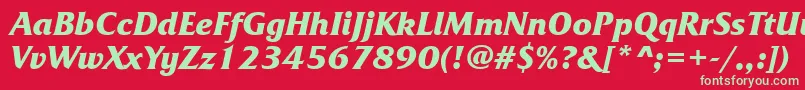 Czcionka FrizquadrataettBolditalic – zielone czcionki na czerwonym tle