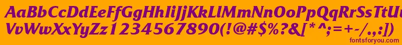 FrizquadrataettBolditalic-Schriftart – Violette Schriften auf orangefarbenem Hintergrund