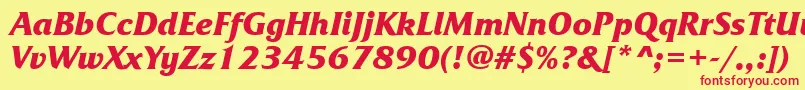 Шрифт FrizquadrataettBolditalic – красные шрифты на жёлтом фоне