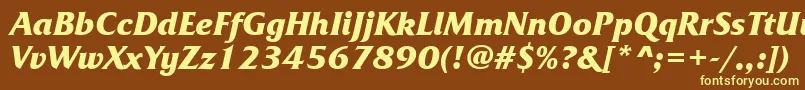 FrizquadrataettBolditalic Font – Yellow Fonts on Brown Background