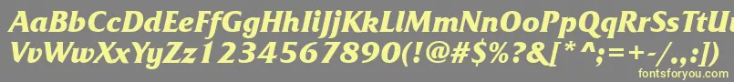 FrizquadrataettBolditalic-Schriftart – Gelbe Schriften auf grauem Hintergrund