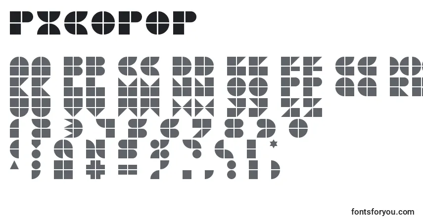 A fonte Picopop – alfabeto, números, caracteres especiais