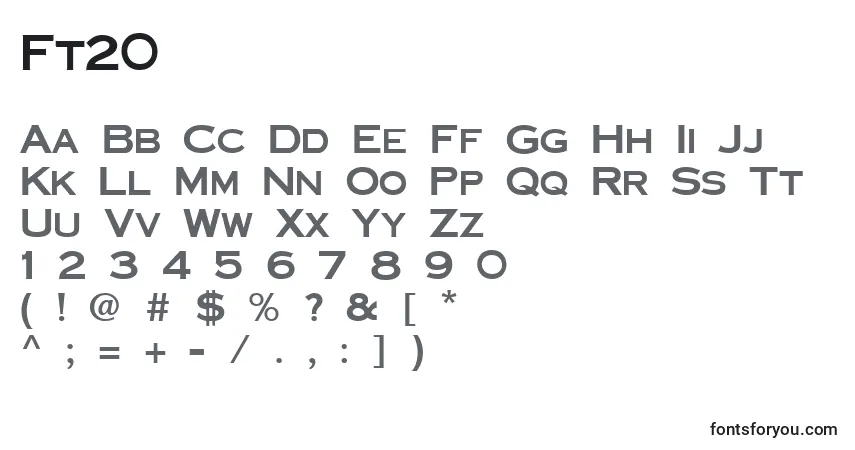 Schriftart Ft20 – Alphabet, Zahlen, spezielle Symbole