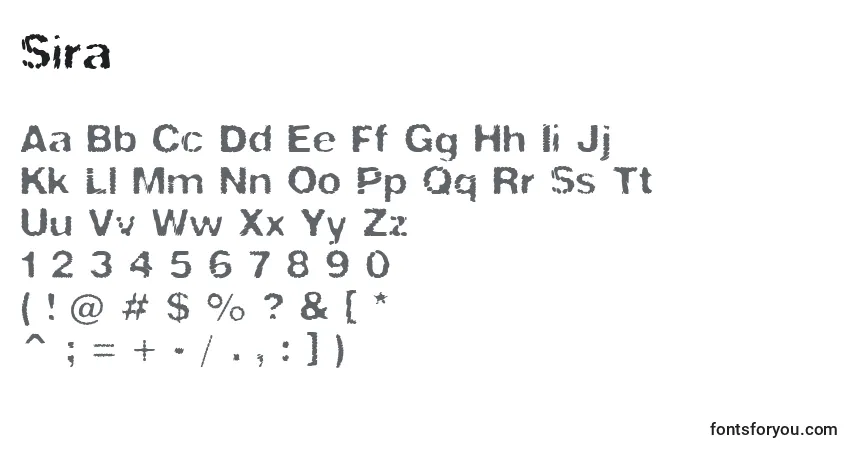 Fuente Sira - alfabeto, números, caracteres especiales
