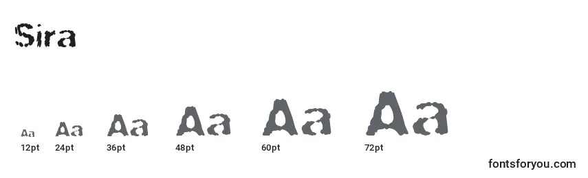 Размеры шрифта Sira