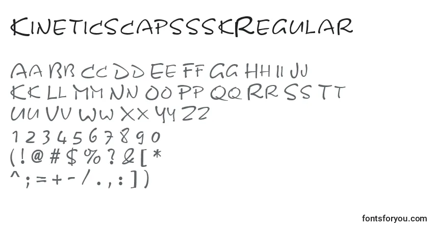 A fonte KineticscapssskRegular – alfabeto, números, caracteres especiais