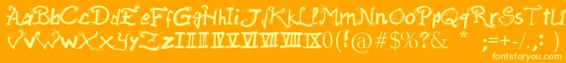 RaslaniAncientScript Font – Yellow Fonts on Orange Background