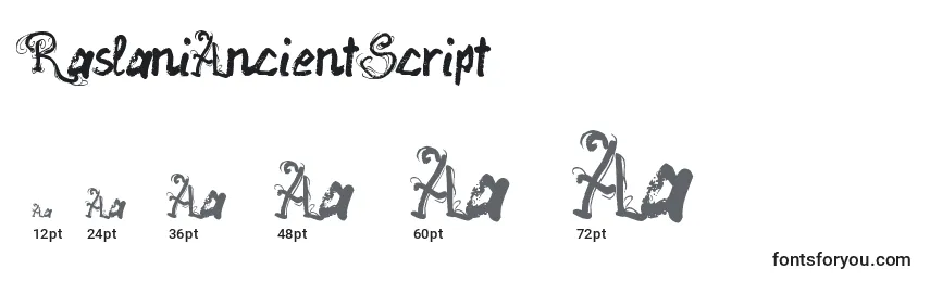 Размеры шрифта RaslaniAncientScript
