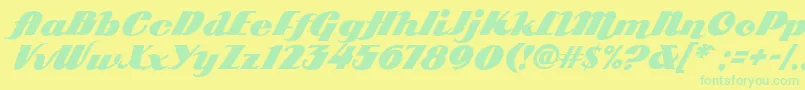 Arb85PosterScriptJan39Fre Font – Green Fonts on Yellow Background