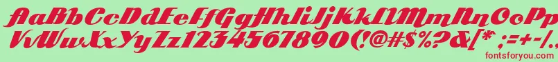 Arb85PosterScriptJan39Fre Font – Red Fonts on Green Background