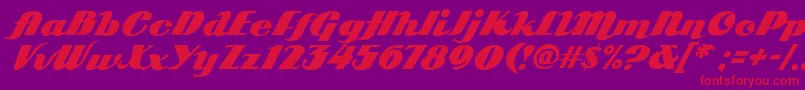 Arb85PosterScriptJan39Fre-Schriftart – Rote Schriften auf violettem Hintergrund