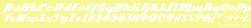 Arb85PosterScriptJan39Fre Font – White Fonts on Yellow Background