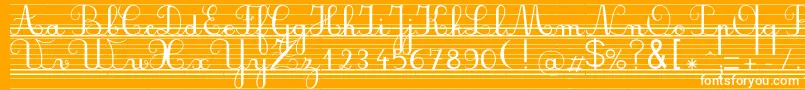 Seyesndl-Schriftart – Weiße Schriften auf orangefarbenem Hintergrund