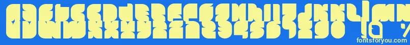 Tasious Font – Yellow Fonts on Blue Background