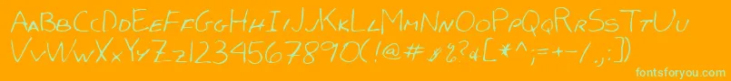 Lehn051-Schriftart – Grüne Schriften auf orangefarbenem Hintergrund