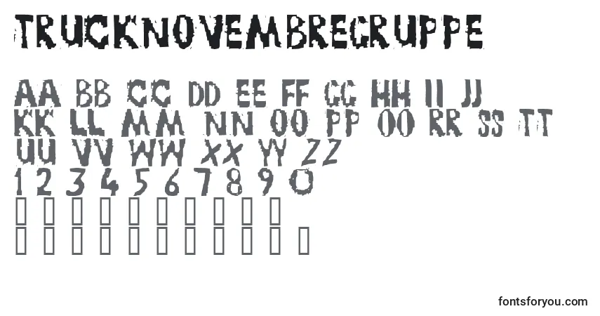 Czcionka TruckNovembreGruppe – alfabet, cyfry, specjalne znaki