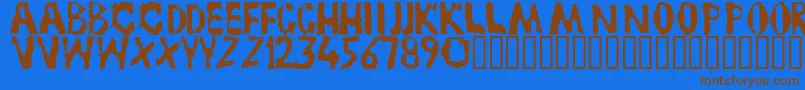 TruckNovembreGruppe-Schriftart – Braune Schriften auf blauem Hintergrund