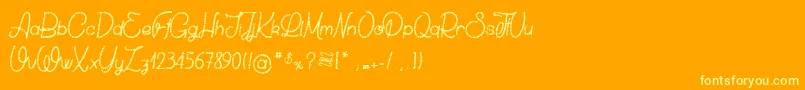 ChickenSocks1-Schriftart – Gelbe Schriften auf orangefarbenem Hintergrund