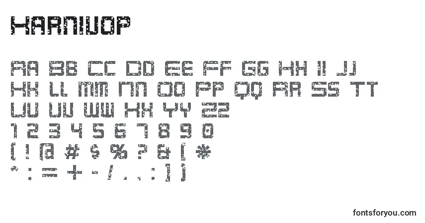 Czcionka Karnivop – alfabet, cyfry, specjalne znaki