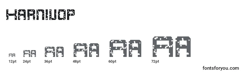 Размеры шрифта Karnivop