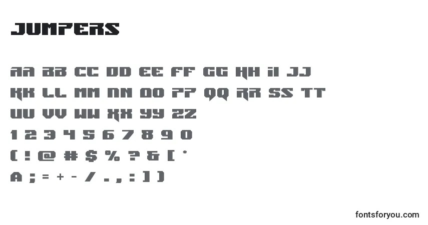 Schriftart Jumpers – Alphabet, Zahlen, spezielle Symbole