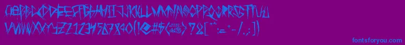 フォントTribalThreat – 紫色の背景に青い文字