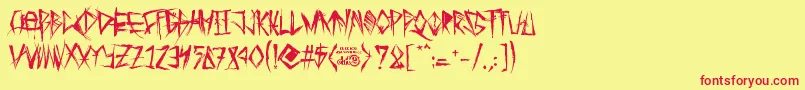 TribalThreat-Schriftart – Rote Schriften auf gelbem Hintergrund