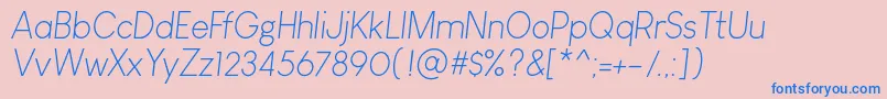 LouisGeorgeCafeLightItalic Font – Blue Fonts on Pink Background