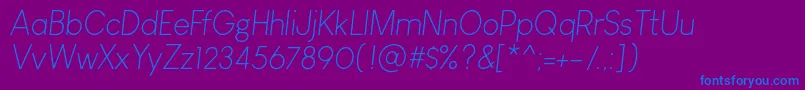 LouisGeorgeCafeLightItalic Font – Blue Fonts on Purple Background