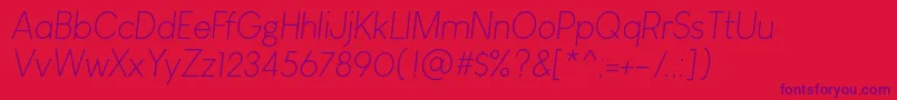 Czcionka LouisGeorgeCafeLightItalic – fioletowe czcionki na czerwonym tle