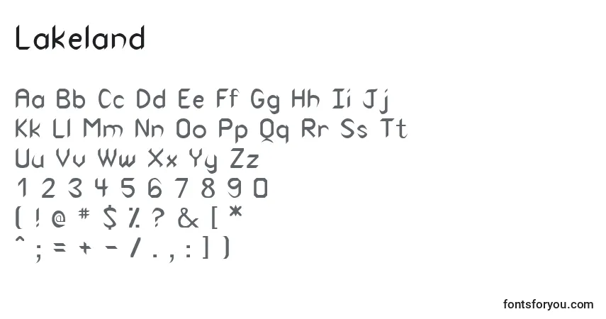 Шрифт Lakeland – алфавит, цифры, специальные символы