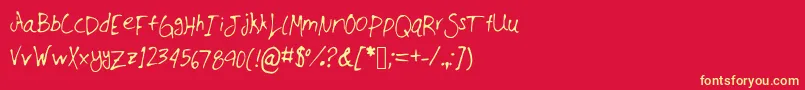 Jmillmanuscript Font – Yellow Fonts on Red Background