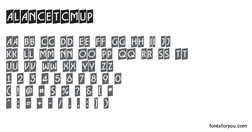 Fuente ALancetcmup - alfabeto, números, caracteres especiales