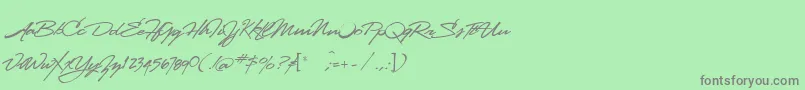 Czcionka Lhfstanfordscript – szare czcionki na zielonym tle