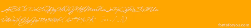 Lhfstanfordscript-Schriftart – Rosa Schriften auf orangefarbenem Hintergrund