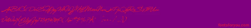 Lhfstanfordscript Font – Red Fonts on Purple Background