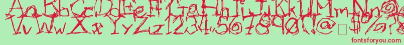 フォントAfectionless – 赤い文字の緑の背景