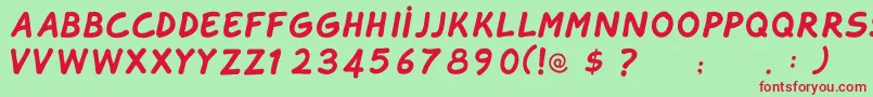 TahtelbahirkomikRegular Font – Red Fonts on Green Background