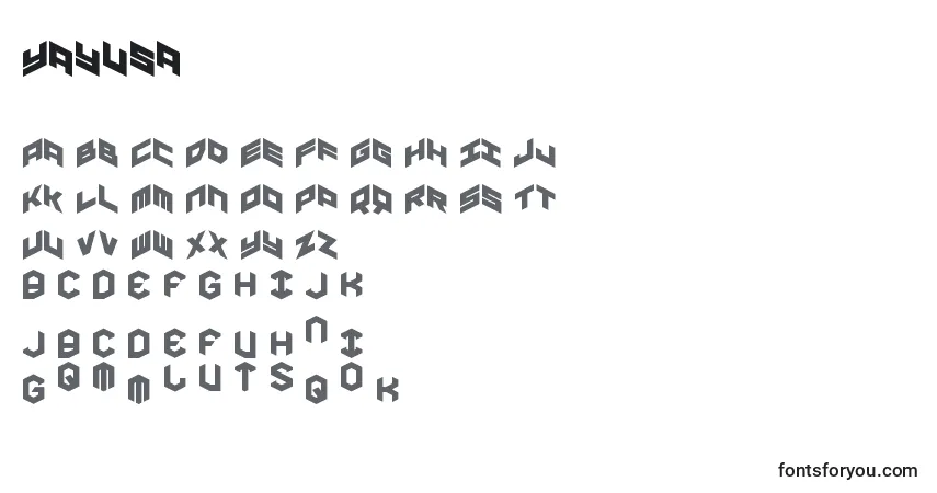 Schriftart Yayusa – Alphabet, Zahlen, spezielle Symbole