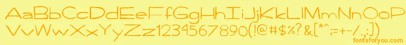 Fonte Handpen – fontes laranjas em um fundo amarelo