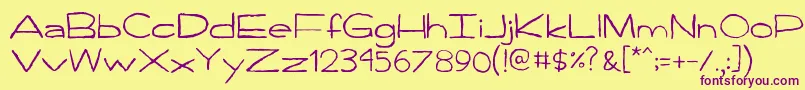 Handpen Font – Purple Fonts on Yellow Background