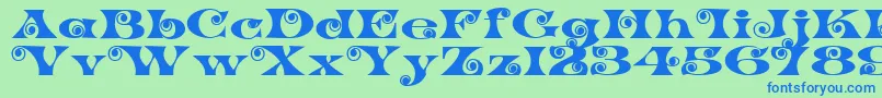 K22SpiralSwash Font – Blue Fonts on Green Background