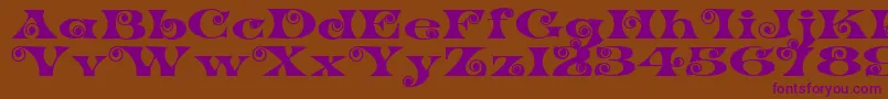 K22SpiralSwash-Schriftart – Violette Schriften auf braunem Hintergrund