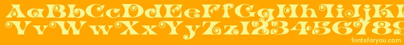 K22SpiralSwash Font – Yellow Fonts on Orange Background