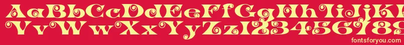 K22SpiralSwash Font – Yellow Fonts on Red Background