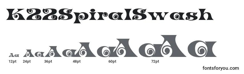 K22SpiralSwash (62206) Font Sizes