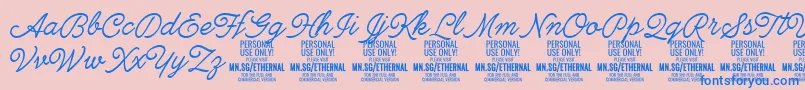 EthernallightPersonal Font – Blue Fonts on Pink Background