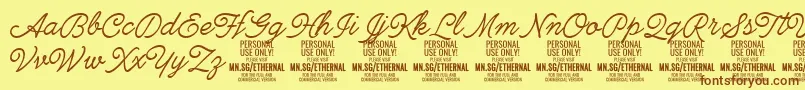 EthernallightPersonal Font – Brown Fonts on Yellow Background