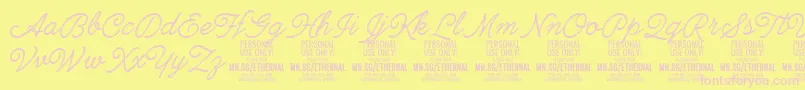 EthernallightPersonal-fontti – vaaleanpunaiset fontit keltaisella taustalla