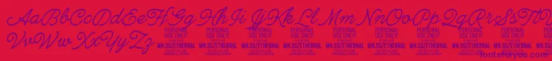 EthernallightPersonal Font – Purple Fonts on Red Background